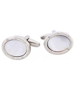 Rhodium & Mop Oval Cufflinks