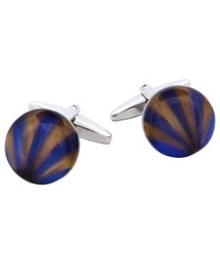 Brown & Blue Striped Cats Eye Cufflinks