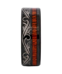 Alternative view of Cudworth Engraved Black Ion Plated Tungsten Ring - Heritage Scroll