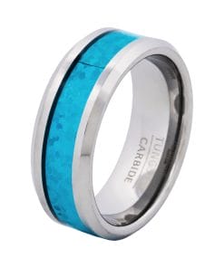 Cudworth Polished Rhodium Tungsten Ring - Pacific Opal
