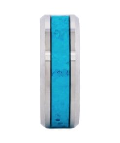 Alternative view of Cudworth Polished Rhodium Tungsten Ring - Pacific Opal