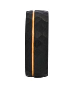 Alternative view of Cudworth Faceted Black and Rose Gold Ion Plated Tungsten Ring - Obsidian Crown