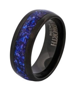 Cudworth Polished Black Ion Plated Tungsten Ring - Deep Current