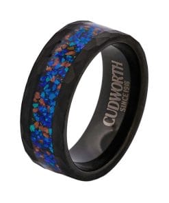 Cudworth Faceted Black Ion Plated Tungsten Ring - Ember Spectrum