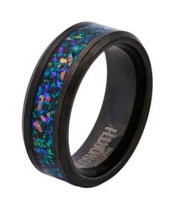 Cudworth Polished Black Ion Plated Tungsten Ring - Aurora Shard