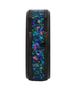 Alternative view of Cudworth Polished Black Ion Plated Tungsten Ring - Aurora Shard
