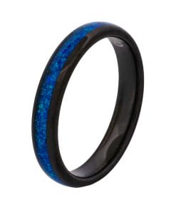 Cudworth Polished Black Ion Plated Tungsten Ring - Ocean