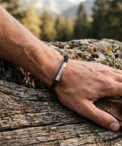 Alternative view of Cudworth MAGRO Leather 3mm with stainless steel clasp bracelet 21.5MM - NERO