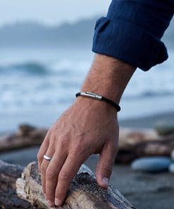 Alternative view of Cudworth MAGRO Leather 4mm with stainless steel clasp bracelet 21.5MM - NERO