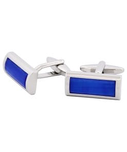 Alternative view of Blue Rectangle Silver-Tone Cufflinks