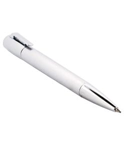 Close-up of a white razor with a textured grip and chrome head.